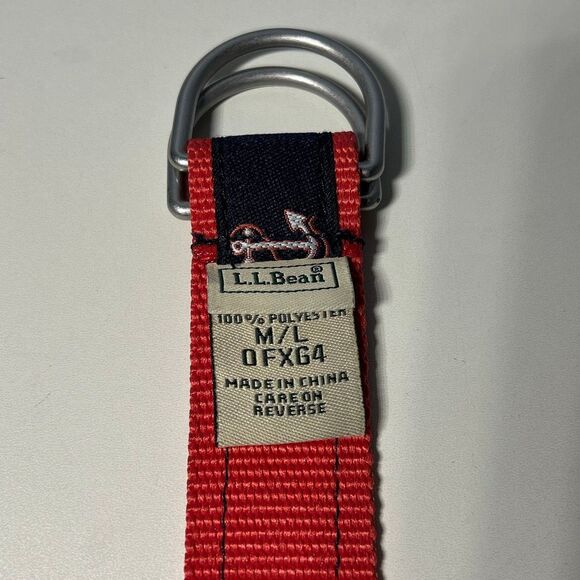 LL Bean D ring Belt M/L Nautical Anchors - Picture 2 of 4